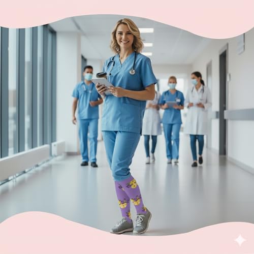 Image of Sooverki Compression Socks for Women & Men 6 Pairs is Best Supportive Knee High Stockings for Circulation, Travel, Nurses