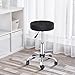 F2C PU Leather Round Salon Stool with Metal 5 Star Base and Wheels, Height Adjustable Hydraulic Bar Swivel Rolling Facial Massage Spa Task Chairs Black