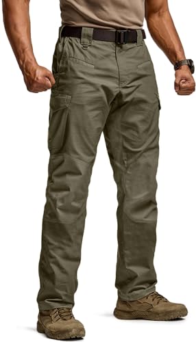 Image of CQR Men's Flex Ripstop Tactical Pants, Water Resistant Stretch Cargo Pants, Lightweight EDC Hiking Work Pants