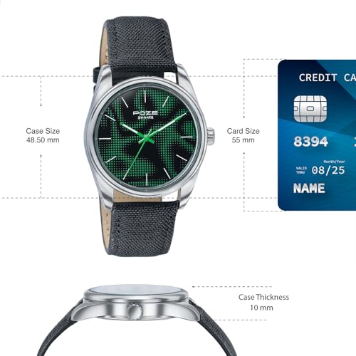 Image of Sonata Poze 9 with Quartz Analog Black /Green Dial Black Strap Watch for Men - SP70033SP01W