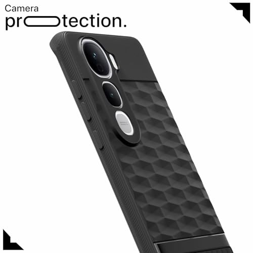 Image of Pikkme Back Cover for Vivo Y400 Pro 5G Camera Protection 3D Hexa Cube Design Silicone Protective Bumper Case (Black)