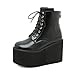 NEJKG Women's Lace up Platform Gothic Ankle Booties Back Zipper Comfortable Round Toe Non Slip Wedge Dress Booties for Fashion Party Prom (8.5)