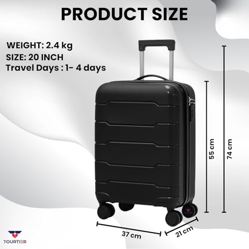 Image of 28-Inch Hard-Shell Luggage Suitcase | Lightweight 3.7 kg | 360 Spinner Wheels | 2-Way Zipper | Multi-Functional Lock | Business & Family Travel Trolley Bag (1, BLACK-20INCH)