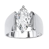 PalmBeach Jewelry Sterling Silver or Yellow Gold-Plated Marquise Shaped Cubic Zirconia Solitaire Eng