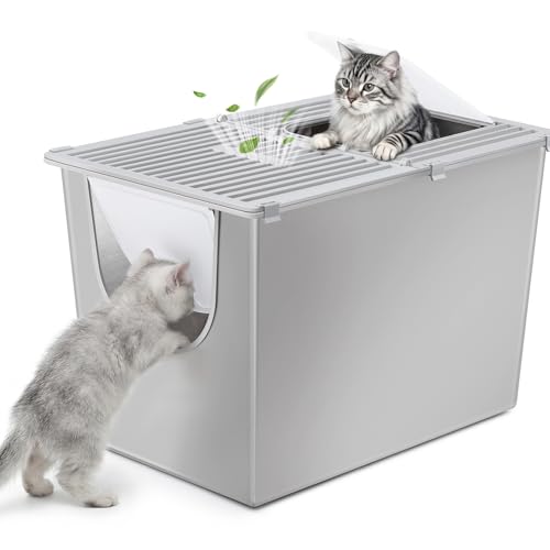 Yangbaga covered cat litter box 3-in-1 enclosed semi-open fully open