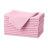 Remedios Cloth Napkins Set of 12 Pieces Solid Color Polyester Napkins Soft and Reusable Dinner Napkin for Wedding Party Restaurant Banquet Home (Pink, 17x17 inch)