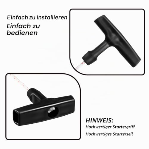 Foto von Recoil Starter Seil 10 Meter 3,0 mm Zugschnur mit 3 Stück Startergriff für Rasenmäher Kettensäge Trimmer Kantenschneider Motorenteile