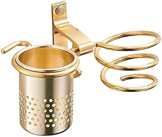 JIAHU Hair Dryer Holder With Cups Rack Blow Shelf Metal Wall Mount Bathroom Storage Shelf Gold