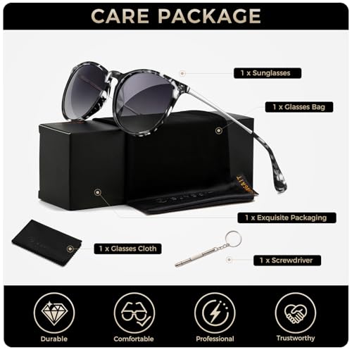 Image of SUNGAIT Premium Vintage Round Sunglasses for Women Men Classic Retro Style