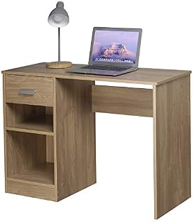 URBNLIVING 1 Drawer Wooden Bedroom Computer Work Table Office Desk Dressing Jewellery Unit (Oak)