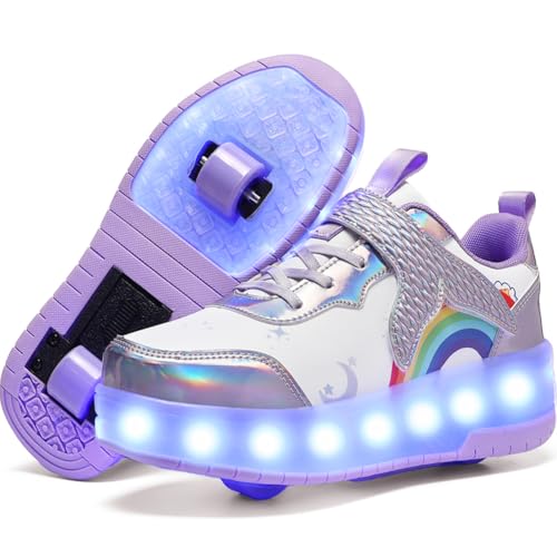 Nsasy Girls Boys Roller Shoes with LED Light Up Wheels Sneakers Kids Roller Skates Shoes for Kids for Children