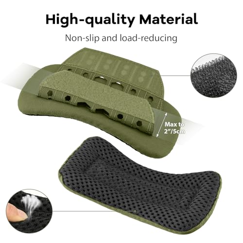 Ullnosoo Shoulder Strap Pad for Vest Carrier, 2 Pack Tactical Plate Shoulder Strap Pads Cushion for Backpack Vest Gear Accessories Sling Bags Army Green - Thumbnail 2
