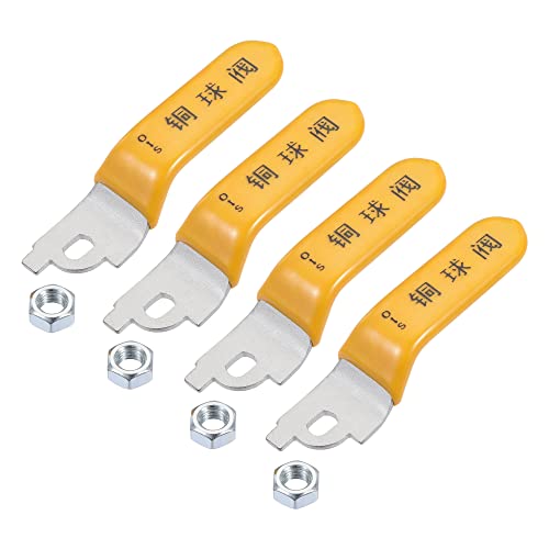 sourcing map Manilla de palanca de hierro cromado reemplazo cuarto de vuelta con agarre de plástico amarillo para válvula de bola, 5 piezas