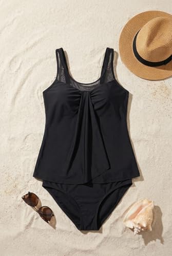 Image of Tempt Me Two Piece Tankini Bathing Suits for Women Halter Bandeau Swim Top with Bottom Flyaway Tummy Control Swimsuit