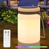 RWWR Solar Tischlampe Lampe Outdoor Kabellos Solarlampen für außen LED 2-in-1 Aufladung LED...