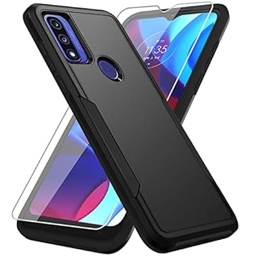 Capa para Moto G Pure, Moto G Play 2023, Moto G Power 2022, com protetor de tela, [teste de queda de grau militar] Capa protetora resistente à prova de choque resistente para Motorola G Pure (preto)