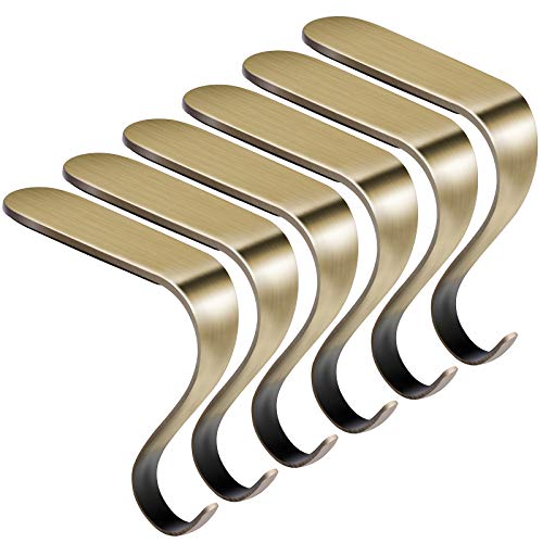 Uratot 6 Pieces Bronze Christmas Stocking Holder Metal Mantel Stockings Hangers Christmas Stocking Clips For Christmas Party Decoration #TOP15