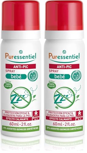 Puressentiel - Anti-Pic - Spray Bebé Anti-Pic - Protege y calma la piel del bebé de forma eficaz y duradera - Ideal después de una picadura - 100% de origen natural - 60 ml (Paquete de 2)