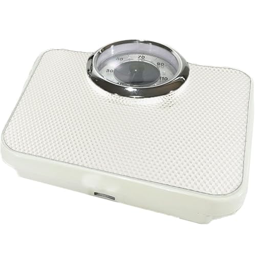 Bilancia pesapersone meccanica analogica di precisione 130kg dieta precisa tappetino superficie antiscivolo e rotella per tara (BIANCO)