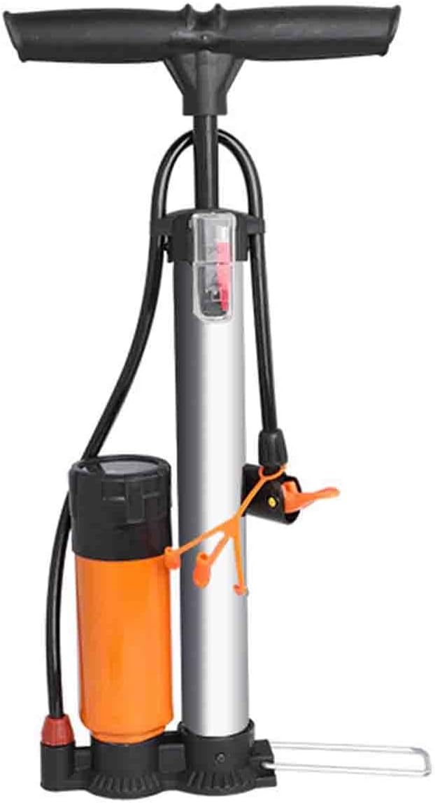 JUSHZ Balloon Pump for Inflatables Airbed Pump Inflatable Air Ball Foot for Balloon Arch Portable Manual Stainless Steel with Pressure Gauge 150PSI American/French/English Valve (660x38mm,Silver)