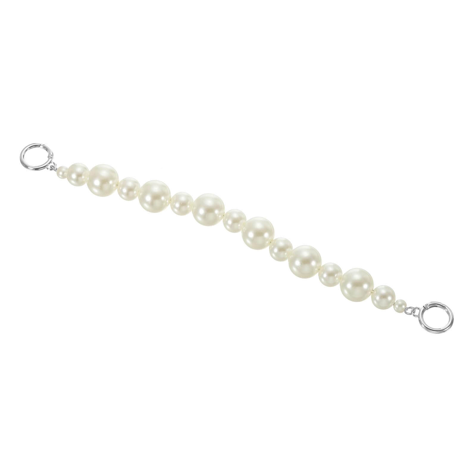 Chaîne de sac à main en perles d'imitation 33cm avec fermoirs argentés pour remplacement