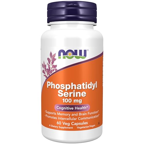 NOW Foods Supplements Phosphatidyl Serine 100 mg with Phospholipid compound derived from Soy Lecithin 60 Veg Capsules
