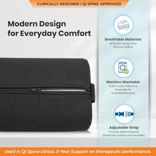 Image of D-Shaped Lumbar Support Roll | Memory Foam | 5-Year Warranty | Medical Grade Back Cushion for Lower Back Pain, Sciatica | Office Chair & Car Seat Lumbar Roll(Black)(Set of 2)