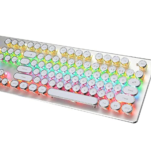 Luluspace Clavier de jeu mécanique rétro punk machine à écrire axe vert USB filaire pour jeu et bureau pour ordinateur portable PC commutateurs bleus Cover
