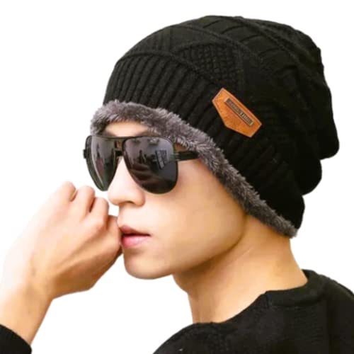 Touca Gorro Masculina Feminina Frio Trico Forro Lã Pelinho Pelúcia Quentinha Toca Preta Para Inverno