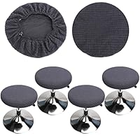 HuaLiSiJi Hockerbezug Rund Mit Blatt-Muster - Waschbarer Samtbezug Für Runde Hocker 30-40cm, 4er Set Dunkelgrau
