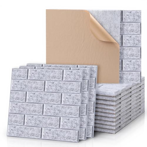 Trafagala 12 Pack Sound Proofing Panels Brick 9mm Thickened Acoustic Foam Panels Self-Adhesive, High Density Acoustic Wall Panel for Recording Studio, Home, Offices 12×12