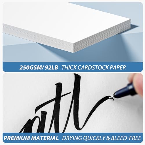 CreGear 40 folhas de papelão branco, papel cartolina 3 x 5, 36 kg/230 g/m², cartolina branca em bran