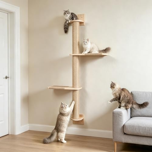 Árbol para gato de pared 3 niveles 47 pulg con cuerda de yute miniatura 1