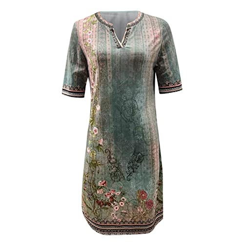 OIOLOYJM Plus Size Summer Dresses for Women 2025 Plus Size Dresses for Curvy Women 3/4 Sleeve Casual Boho Kaftan Dresses