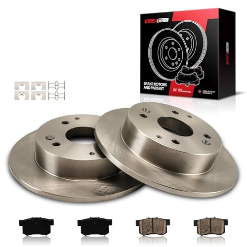 Torchbeam Brake Rotors and Pads Kit Fit Honda Accord 1991-1997 2.2L, 1995-1997 2.7L, Acura CL 1997 2.2L, 10.2in Rotors, 31038+D537 Brake Kit, Rear Brakes and Rotors