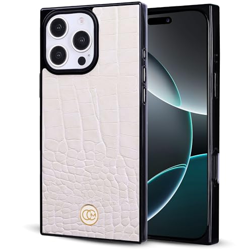 Image of COCOMII Rectangle for iPhone 16 Pro Max Case, Ivory Crocodile Leather