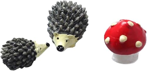 Juego de erizo y hongo en miniatura para jardín