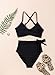 Dokotoo Womens Swimsuits Two Piece High Waisted Bikinis Summer 2025 Beach Vacation Clothes Adjustable Straps Cross Front Bathing Suits Tummy Control Swimwear, Black X-Large