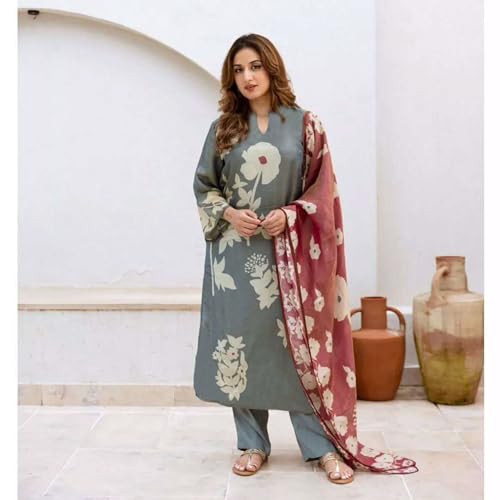 Image of ANNI Designer Viscose Blend Kurta for Women | Kurti Set Woman | Kurta with Pant & Dupatta | Printed Straight Suit | Ethnic Indian Outfit Office Casual Traditional Clothing Fashion Style