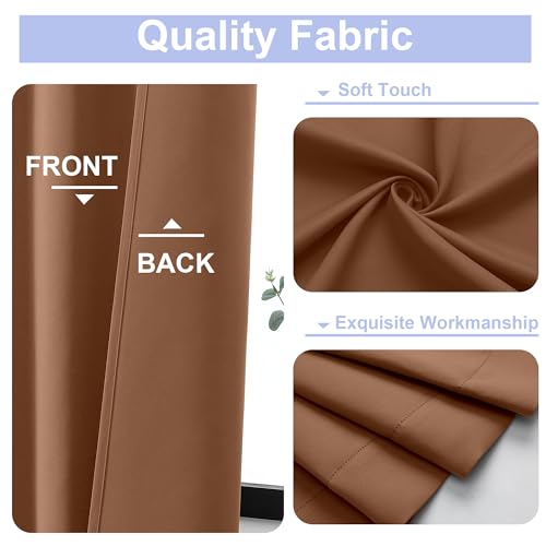 Simplebrand Ava Sun Baked Short Blackout Curtains for Bedroom 54 Inches Long 2 Panels Set, Solid Thermal Insulated, Energy Saving Window Treatment Curtains Blackout Drapes, W40 x L54 Inch, Sun Baked