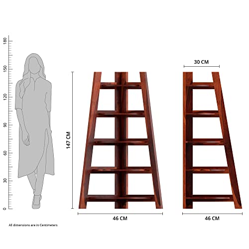 Image of Amazon Brand - Solimo Dartford Solid Sheesham Wood Bookshelf with 5 Shelves, Honey Finish