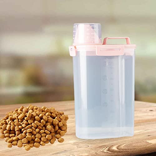 Magideal Storage Container, Small Dog Food Container With Measuring Cup, Cat Food Container With, Seal Buckles, Pink Large #TOP4