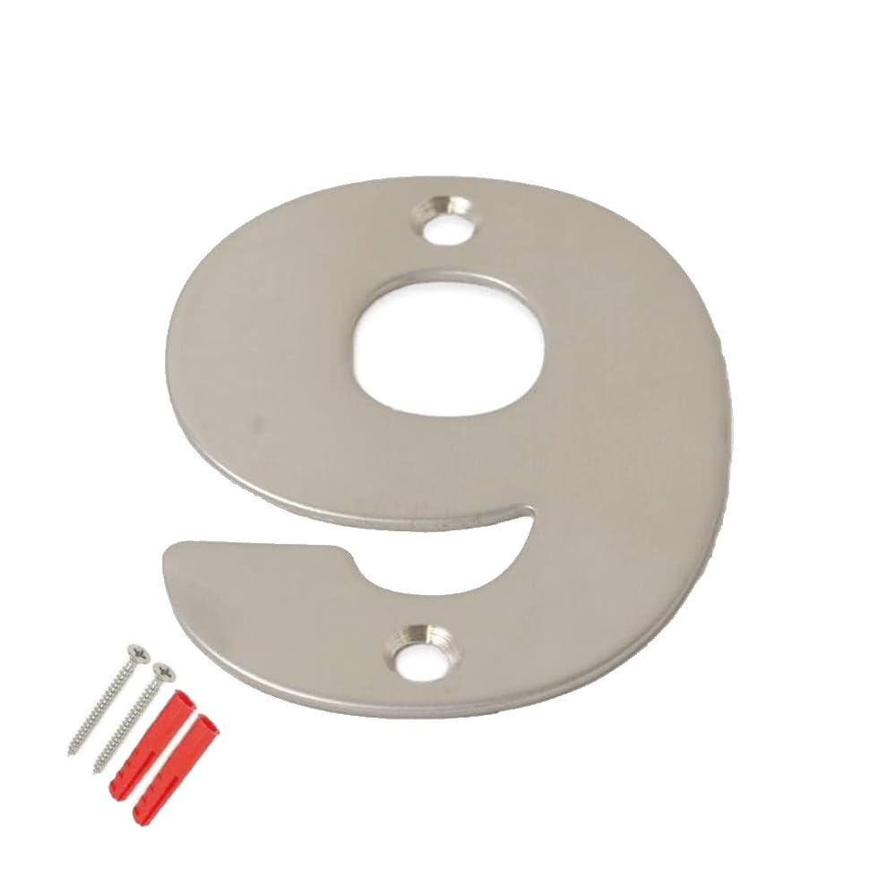 Front House Door Numbers with Brushed Finish Stainless Steel 3 Inch Door Number with Screws Number 9 Door Numbers for Outdoor — image 1