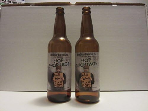 Set of 2 Knee Deep Brewing Company Hop Shortage Triple IPA Will Work for Hops Craft Beer Labels Empty Bottles