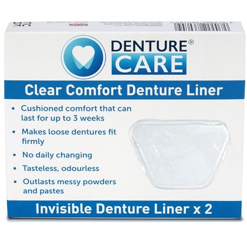 Denture Care Clear Comfort Denture Liner - Soft Cushion for Pain-Free Denture Fit | Protects Gums from Irritation | Easy to Apply & Long-Lasting | No Mess, No Residue | Made in the UK (2 Pack)