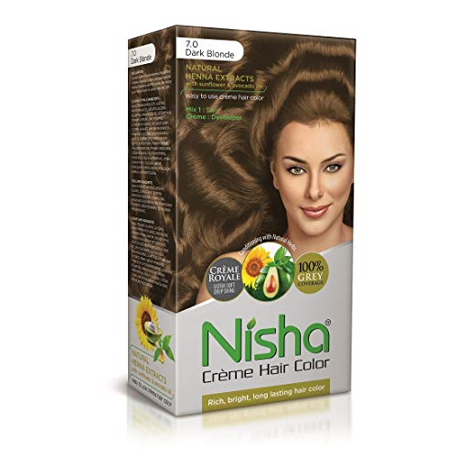Image of Nisha Creme Hair Color Cream Deep Blonde, 150g, Long Lasting Hair Dye for Grey Coverage, Natural Shine, Smooth Finish, For Men & Women, Pack of 1