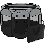 Tente de jeu pour chiot et chat de grande taille, cage pour intérieur et extérieur, portable, avec sac de transport pour lapins, dessus amovible (gris foncé, taille L (114,3 x 114,3 x 58,4 cm)