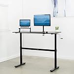 VIVO Hauteur réglable 55 x 24 bureau à pied de pouce, poste de travail de bureau de sit-stand à la main avec cadre et dessus de table monopièce solide, noir, DESK-M55TB