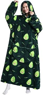 Oversized Blanket Hoodie, 140cm Extra Long Wearable Blanket Sweatshirt Blanket with Pockets Sleeves Winter Warm Cosy Flannel Blanket Giant Hooded Sweatshirt for Women Men Adults Teens(Avocado)