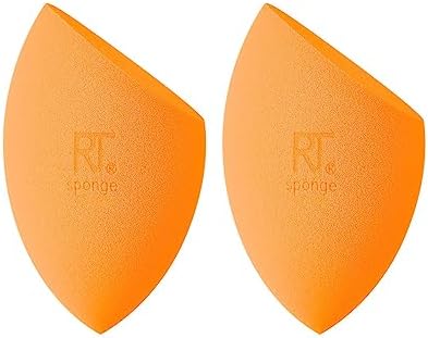 Real Techniques Miracle Complexion Sponge Duo, Makeup Blending Sponge, For Foundation, Offers Light To Medium Coverage, Natural, Dewy Makeup, Orange Sponge, Packaging May Vary, 2 Count